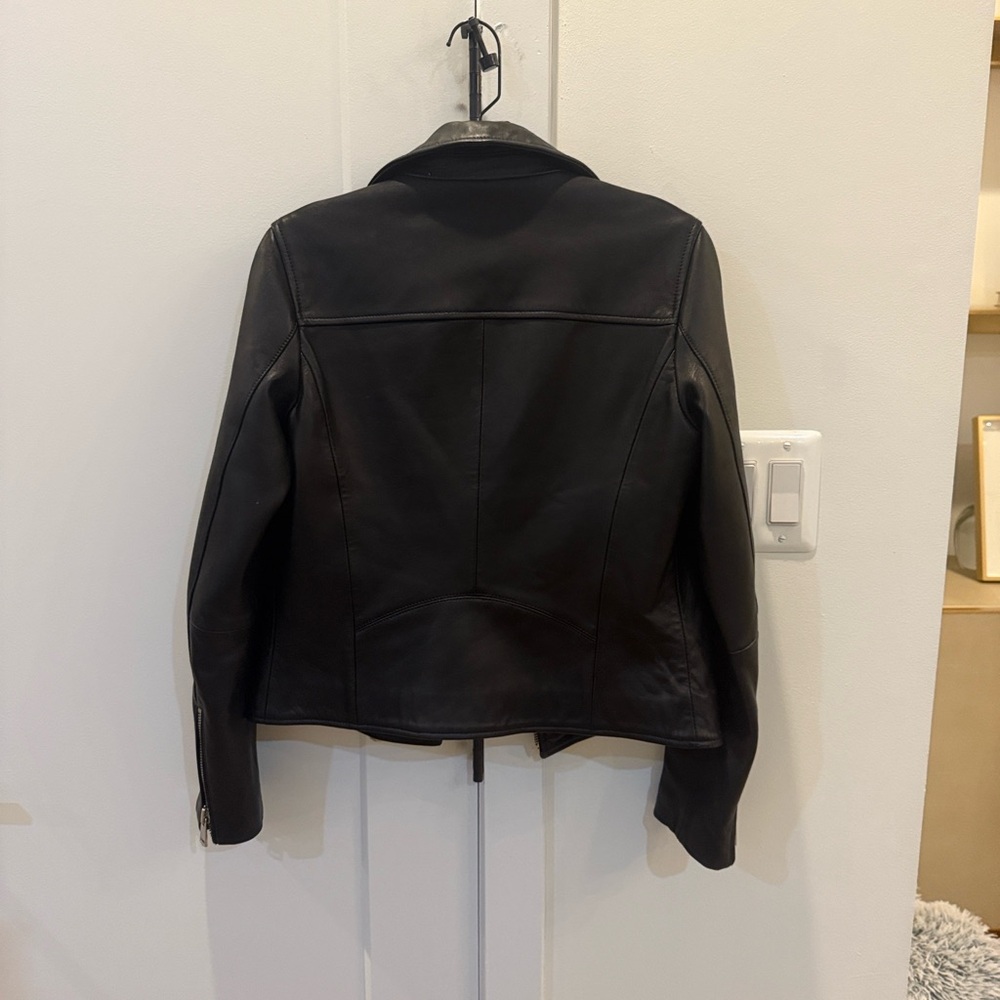 Reiss Black Leather Jacket NWOT - Picture 5 of 6